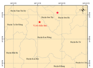 Trong buổi sáng, Kon Tum xảy ra 10 trận động đất